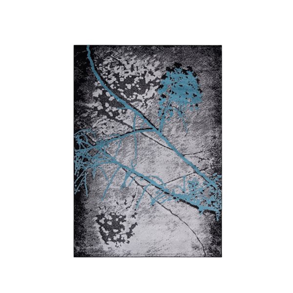 Homedora New Jersey 5-ft x 7-ft Abstract Blue/Black Rectangular Modern Area Rug