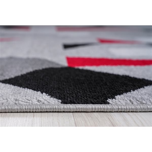 Homedora New Jersey 3ft x 5ft Plaid Grey/Red Rectangular Modern Area