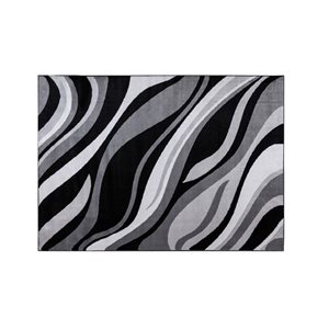 Homedora New Jersey 2-ft x 7-ft Abstract Black/Grey Rectangular Modern Runner