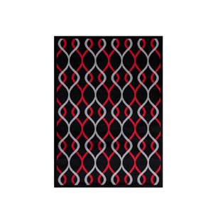 Homedora New Jersey 5-ft x 7-ft Geometric Black/Red Rectangular Modern Area Rug