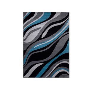 Homedora New Jersey 5-ft x 7-ft Abstract Black/Blue Rectangular Modern Area Rug