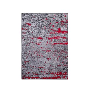 Homedora New Jersey 5-ft x 7-ft Paisley Black/Red Rectangular Modern Area Rug