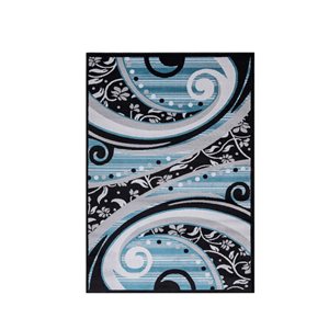 Homedora New Jersey 2-ft x 7-ft Floral Black/Blue Rectangular Modern Runner