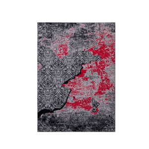 Homedora New Jersey 5-ft x 7-ft Patchwork Black/Red Rectangular Modern Area Rug