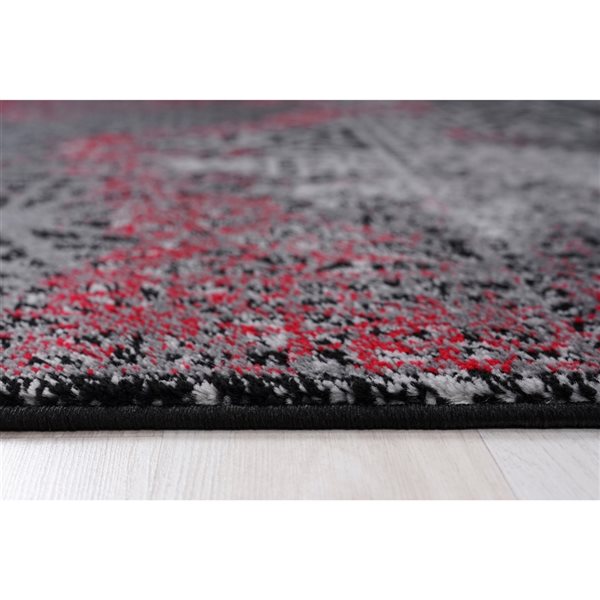Homedora New Jersey 3-ft x 5-ft Abstract Rectangular Modern Area Rug in Red/Black