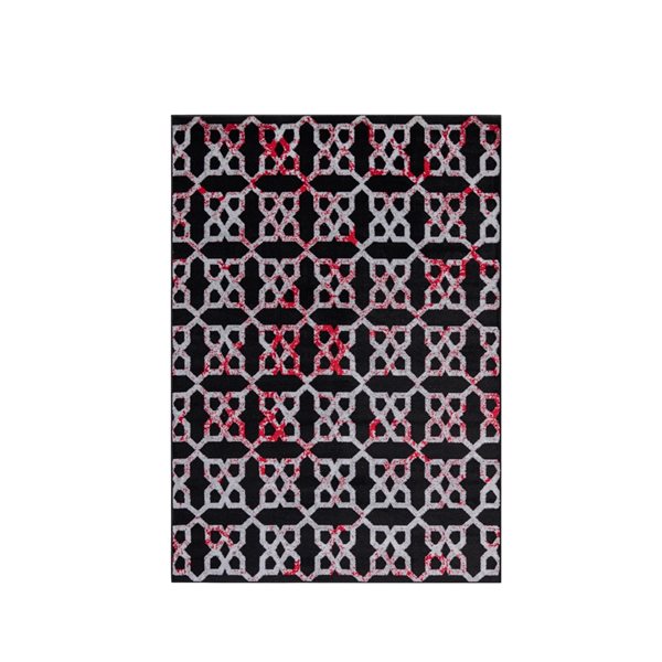 Homedora New Jersey 3-ft x 5-ft Chevron Black/Red Rectangular Modern Area Rug