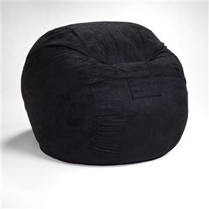 AJD Home Polyurethane Foam Bean Bag Chair with Removable Cover - Black