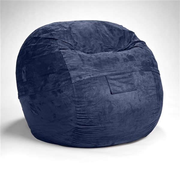 AJD Home Polyurethane Foam Bean Bag Chair with Removable Cover - Navy Blue