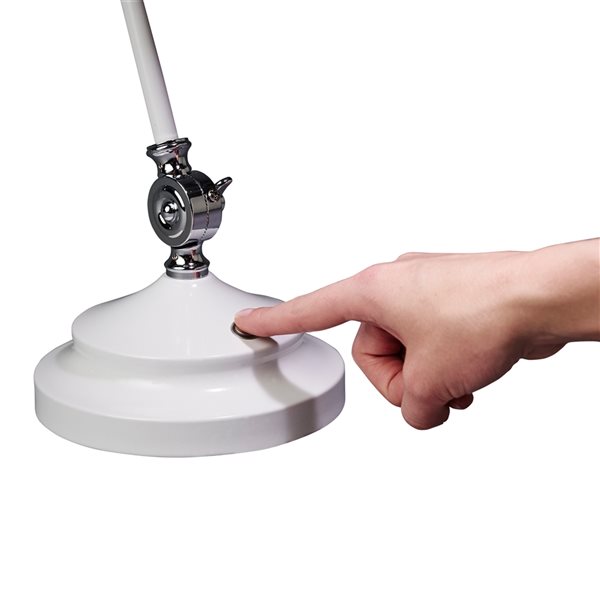 Lampe de bureau réglable Revive Wellness Series par OttLite de 16,5 po avec abat-jour en métal et interrupteur tactile, blanc