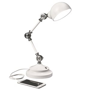 OttLite Wellness Series Revive 16.5-in Adjustable White Touch Standard Desk Lamp with Metal Shade
