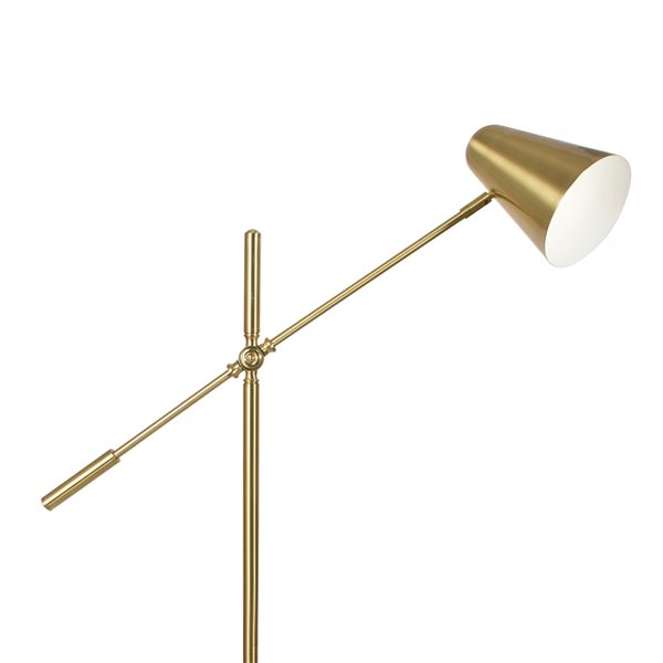 Lampe sur pied réglable Archer par OttLite en laiton satiné de 55,5 po avec abat-jour en métal et interrupteur en ligne