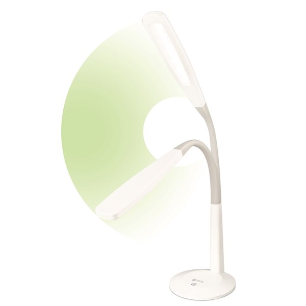 OttLite Flex 25.5-in Adjustable White Touch Standard Desk Lamp with Resin Shade