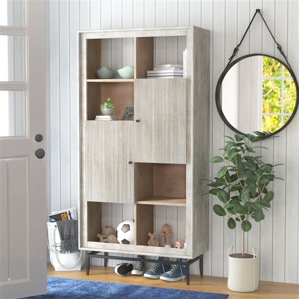 Gild Design House Camilo Grey/Brown Wood 2-Door Modular Bookcase - 72-in