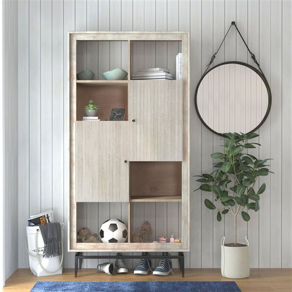 Gild Design House Camilo Grey/Brown Wood 2-Door Modular Bookcase - 72-in