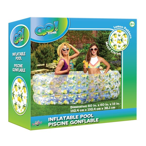 Image of Go! Zone | Danawares Inflatable Sunning Pool 60-In X 60-In Lemon Print | Rona