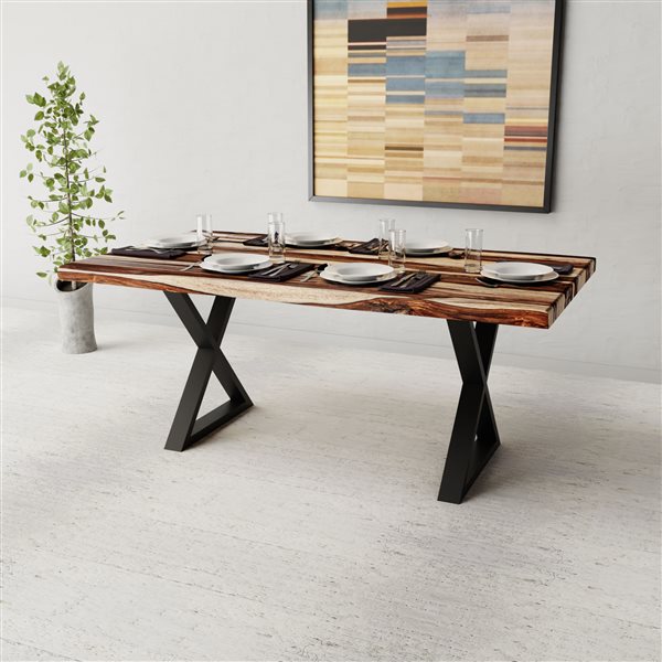 MobX ZEN 72-in L Wood Rectangular Fixed Standard (30-in H) Dining Table with Black Metal Base
