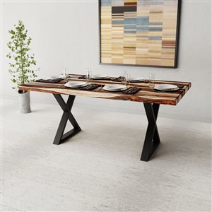 MobX ZEN 72-in L Wood Rectangular Fixed Standard (30-in H) Dining Table with Black Metal Base