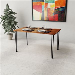 MobX ZEN Wood Rectangular Fixed Standard (30-in H) Table with Stainless Steel Base
