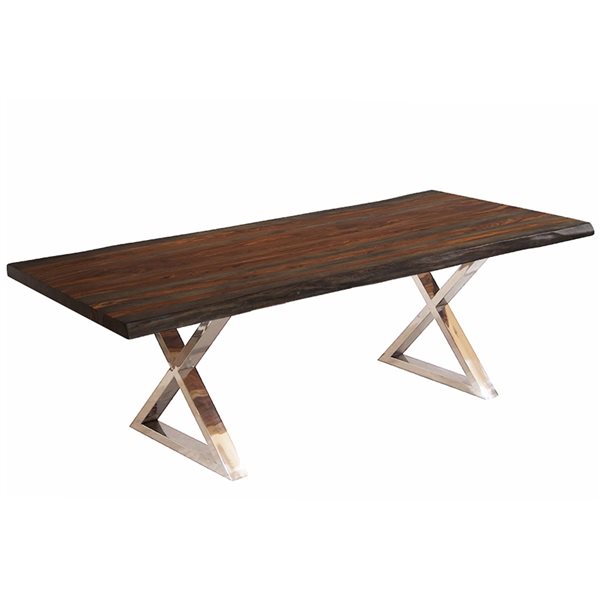 MobX ZEN 84-in L Wood Rectangular Fixed Standard (30-in H) Table with Stainless Steel Base