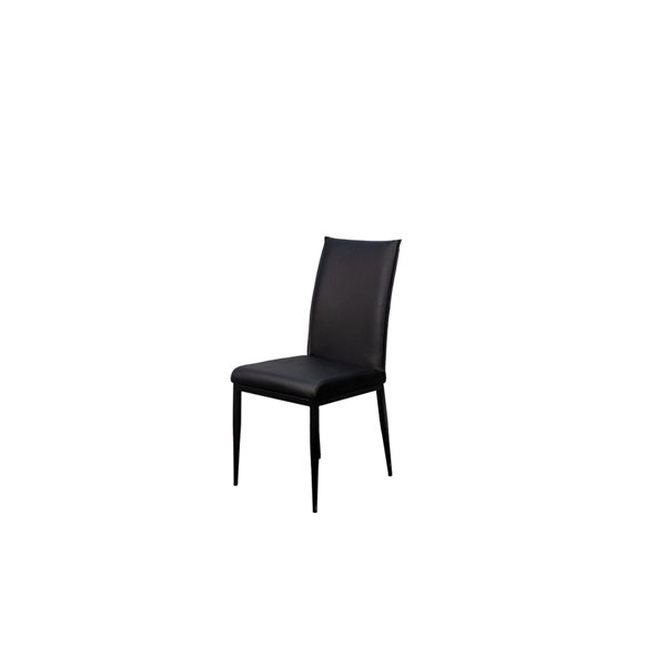 MobX Contemporary Black Genuine Leather Parsons Chairs with Metal Frame
