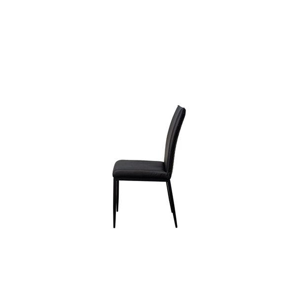 MobX Contemporary Black Genuine Leather Parsons Chairs with Metal Frame