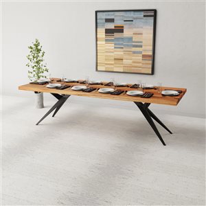 Corcoran ZEN 108-in L Wood Rectangular Fixed Standard (30-in H) Table with Black Metal Base