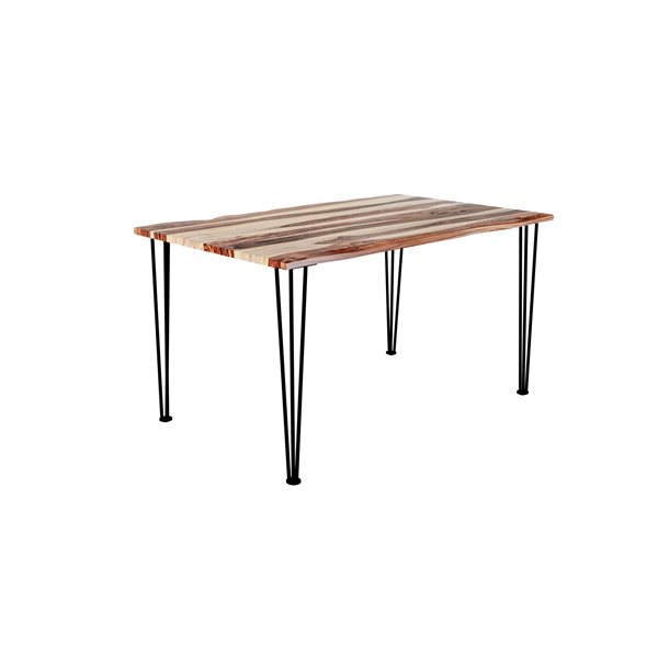 MobX ZEN 55-in L Sheesham Wood Rectangular Fixed Standard (30-in H) Table with Stainless Steel Base