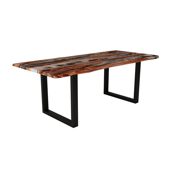 MobX ZEN 80-in L Sheesham Wood Rectangular Fixed Standard (30-in H) Table with Black Metal Base