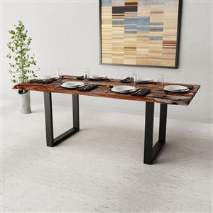 MobX ZEN 80-in L Sheesham Wood Rectangular Fixed Standard (30-in H) Table with Black Metal Base