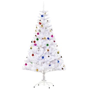 HomCom 4.9-ft Leg Base Full Rightside-Up White Artificial Christmas Tree