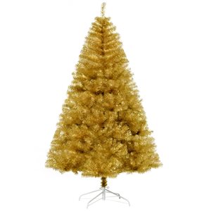 HomCom 6-ft Leg Base Full Rightside-Up Gold Artificial Christmas Tree