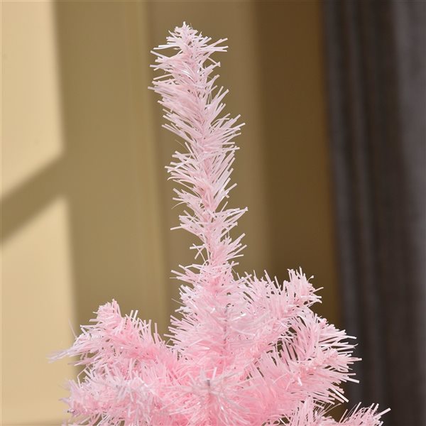 Sapin de Noël artificiel rose charnu sur pied par HomCom de 4 pi