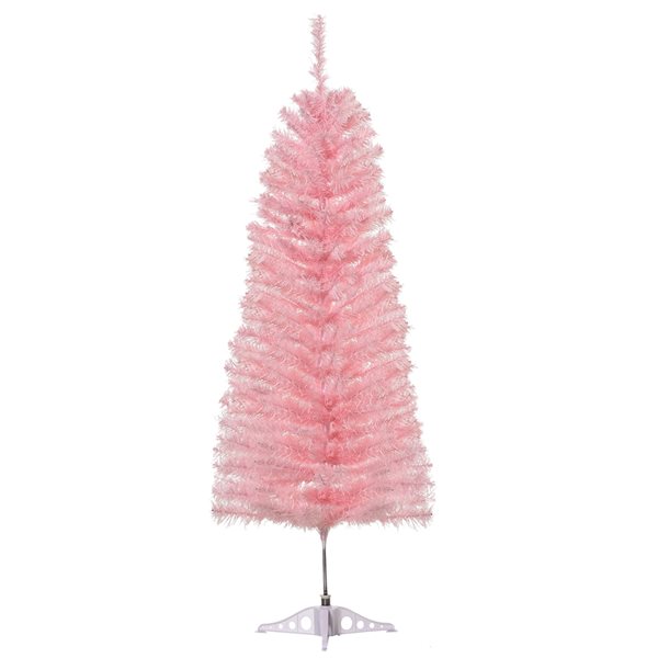 Sapin de Noël artificiel rose charnu sur pied par HomCom de 4 pi