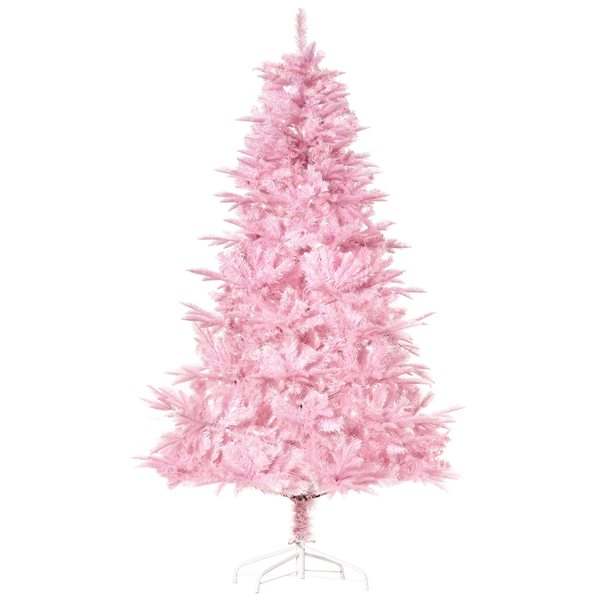 HomCom 6-ft Pink Leg Base Full Rightside-Up Artificial Christmas Tree