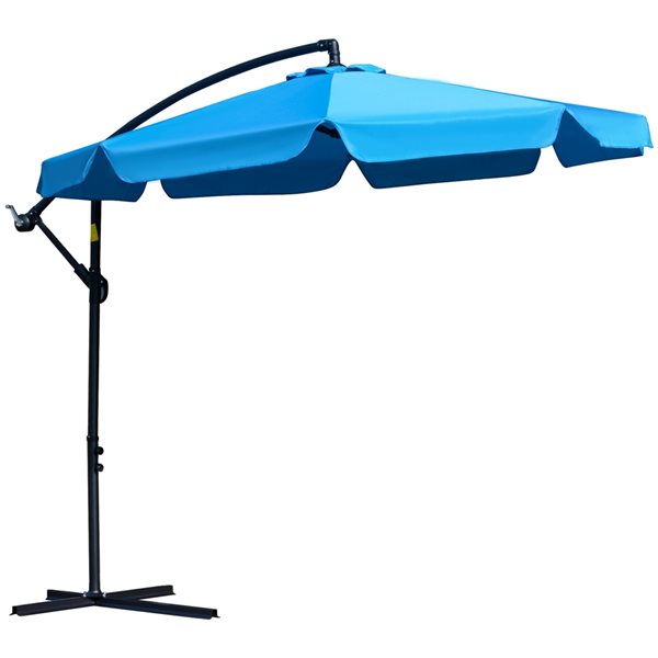 Outsunny 8.7ft Blue Garden Patio Umbrella with Crank and Base Included