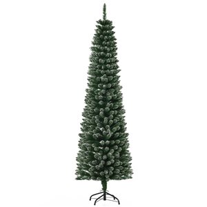 HomCom 6.5-ft Leg Base Slim Rightside-Up Green Artificial Christmas Tree