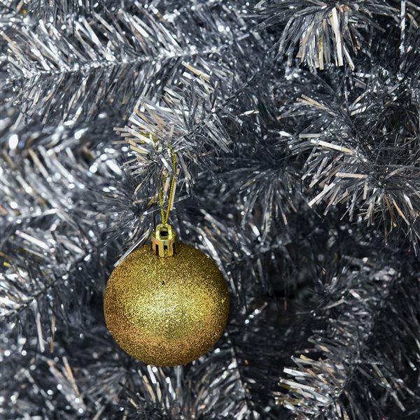 HOMCOM 7-ft Leg Base Slim Rightside-Up Silver Artificial Christmas Tree