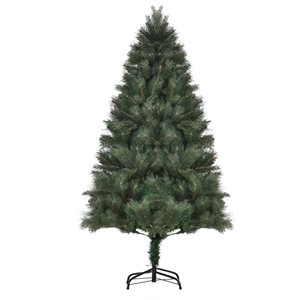 HomCom 5-ft Leg Base Full Rightside-Up Green Artificial Christmas Tree