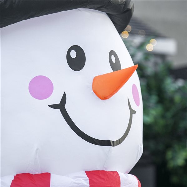 Bonhomme de neige gonflable géant de noël de 8 pieds, décorations  gonflables de cour de noël avec lumières rotatives colorées et 2 led  blanches