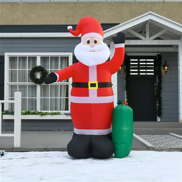 HOMCOM 8-ft Internal Light Santa with Gift Bag Christmas Inflatable