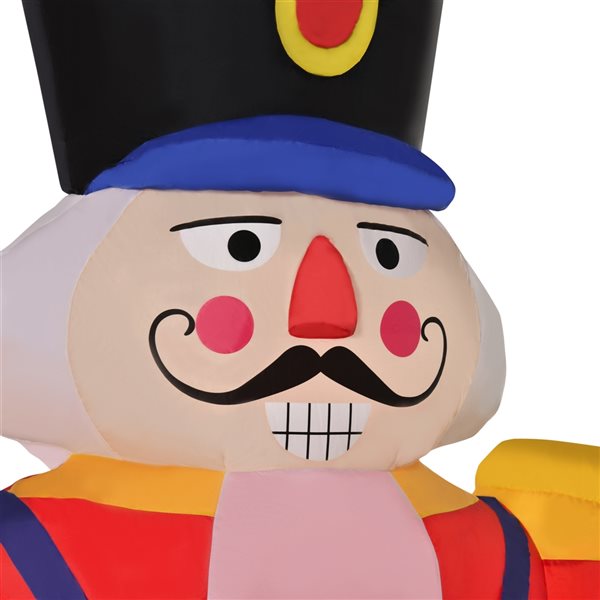 HOMCOM 8-ft Internal Light Nutcracker Playing Drums Christmas Inflatable