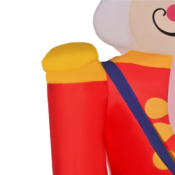 HOMCOM 8-ft Internal Light Nutcracker Playing Drums Christmas Inflatable