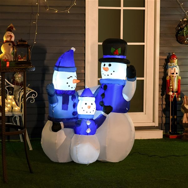 HomCom 4-ft Internal Light Snowman Christmas Inflatable