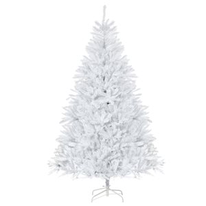 HomCom 7-ft Leg Base Full Rightside-Up White Artificial Christmas Tree