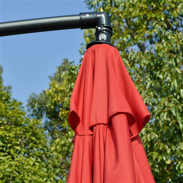 Outsunny 10.8-ft Red Garden Patio Umbrella with Crank and Base Included