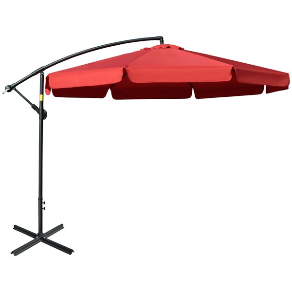 Outsunny 10.8-ft Red Garden Patio Umbrella with Crank and Base Included