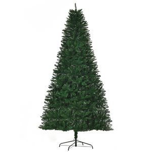 HomCom 8-ft Leg Base Full Rightside-Up Green Artificial Christmas Tree