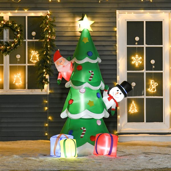 HomCom 7-ft Internal Light Christmas Tree Christmas Inflatable