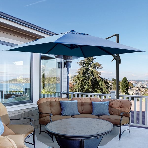 Outsunny 9.7-ft Blue Garden Patio Umbrella with Crank and Base Included