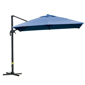 Outsunny 9.7-ft Blue Garden Patio Umbrella with Crank and Base Included